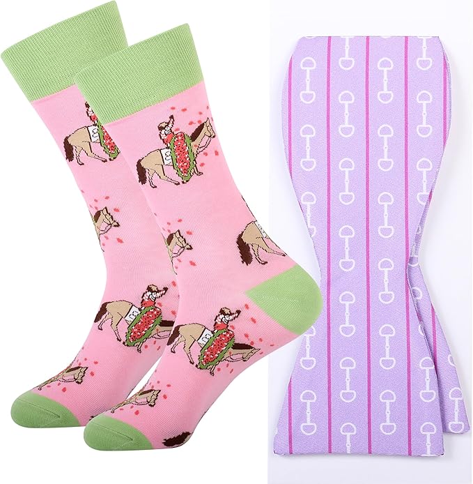 Derby Bowtie and Socks Set - Mens Socks - Derby Day Accessories - Kentucky Horse Racing Gifts - Party Decor - Attire Apparel